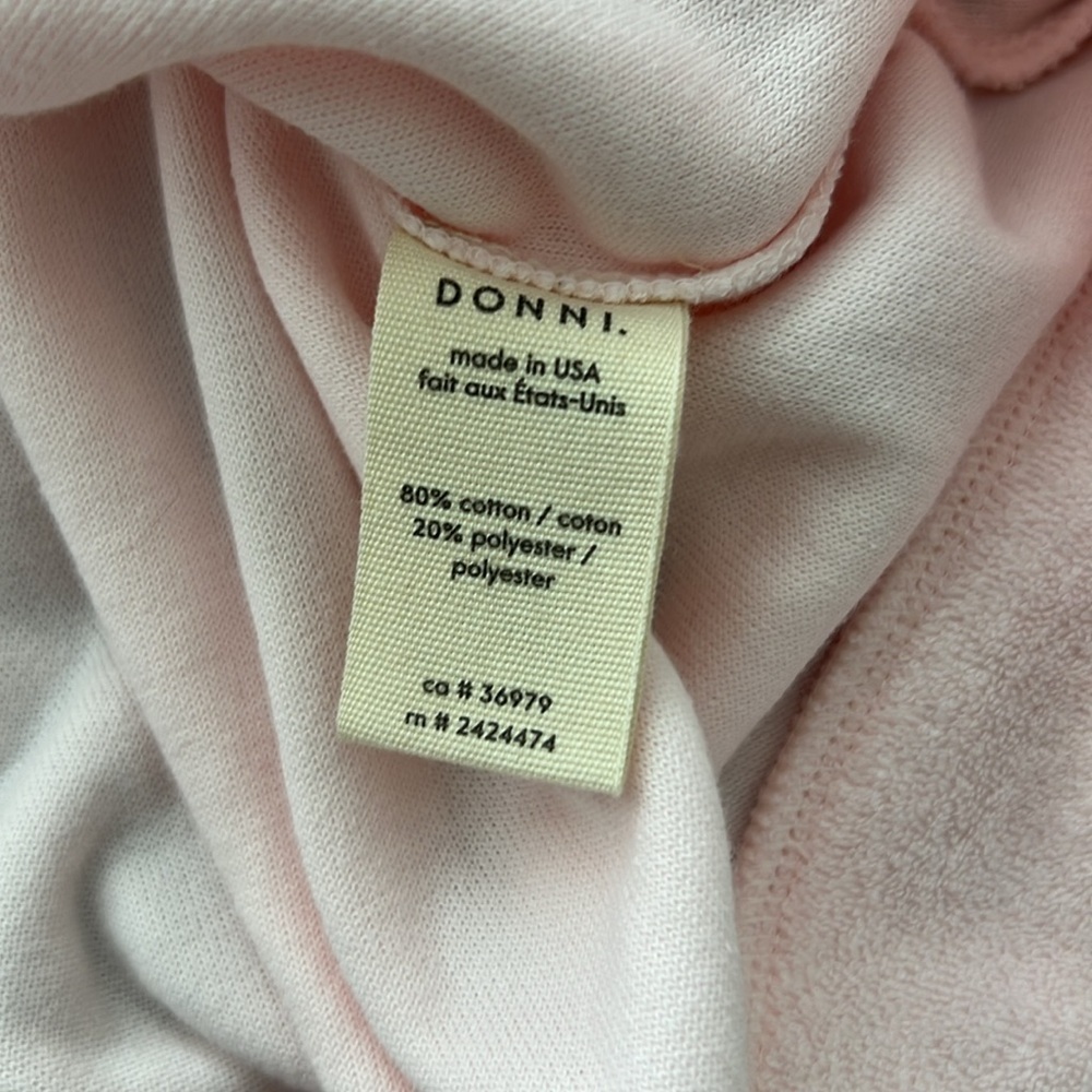 DONNI. Pink Terry Cloth Henley‎ Sweatshirt Relaxed Fit Long Sleeve Size Large - Picture 12 of 12